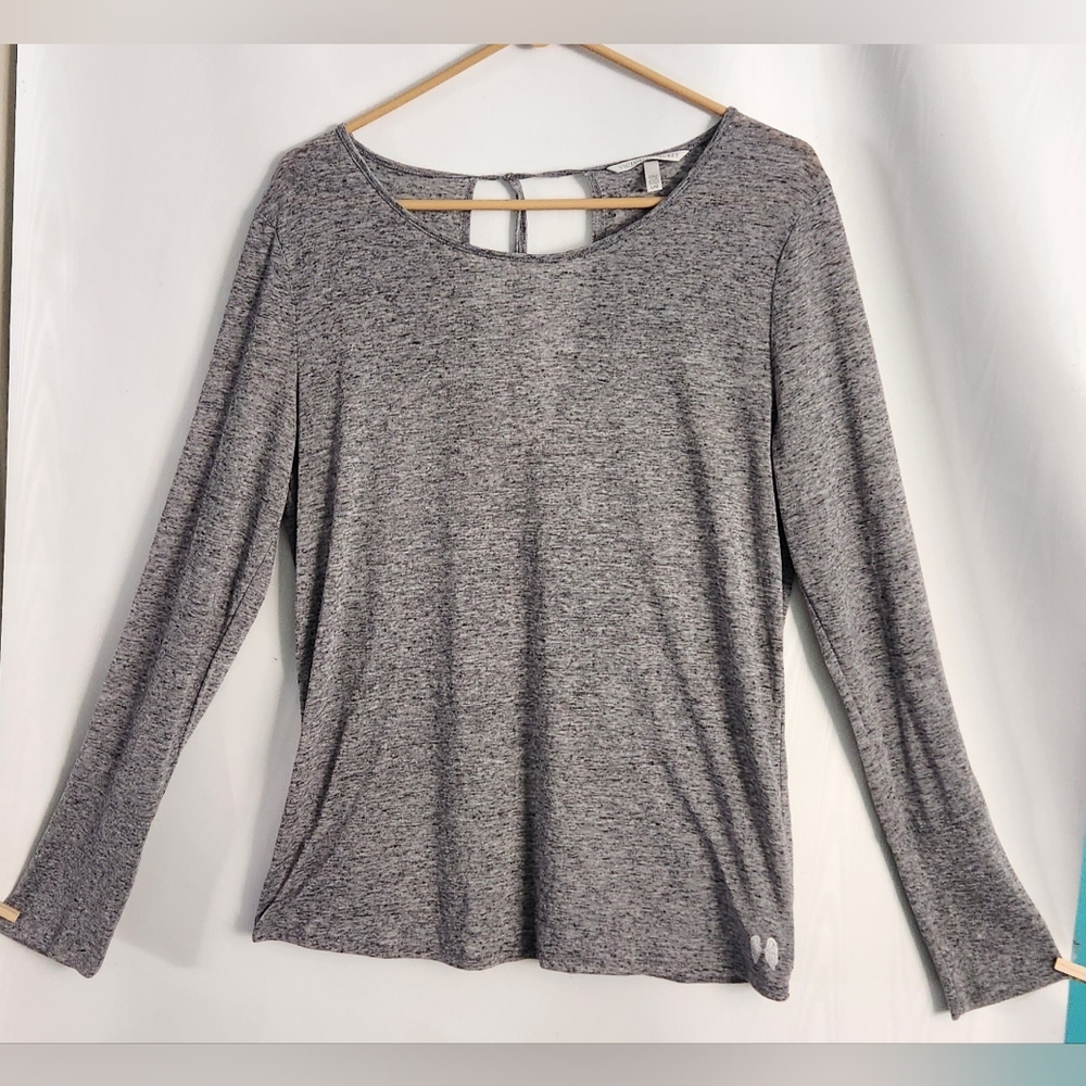 Victoria Secret Gray Heather Long Sleeve Open Back Angel Wings Womens Top Size L - Picture 1 of 8